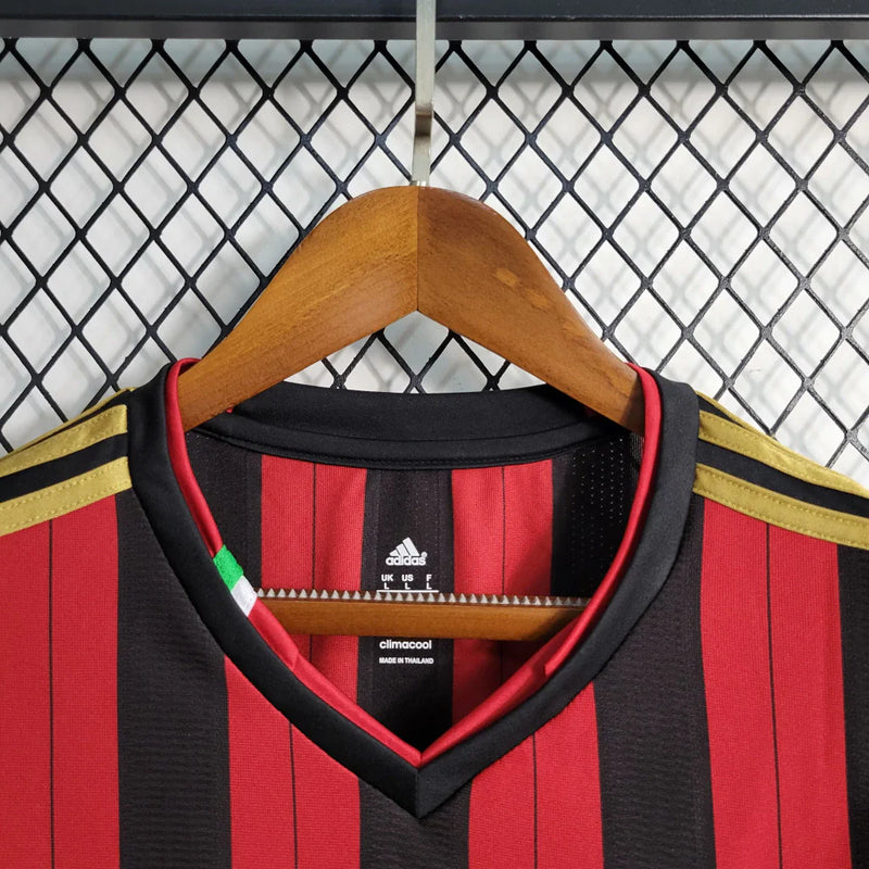 Camisa Retrô Milan I Adidas 2013/14 Manga Longa Vermelho e Preto