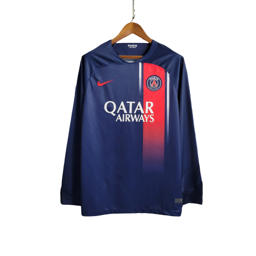 Camisa Paris Saint Germain (PSG) Home 23/24  Manga Longa Torcedor Nike Masculina - Azul Marinho