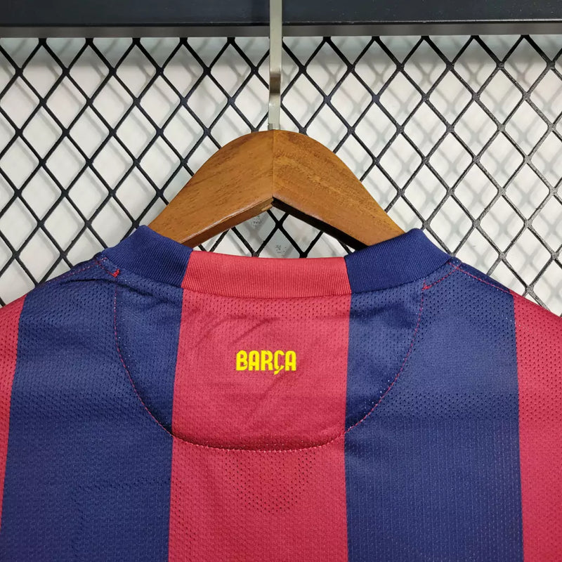 Camisa Retro Barcelona Nike Manga Longa 2014/15 Masculino Azul e Grená