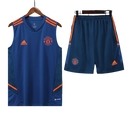 Conjunto Regata Manchester United 22/23 Adidas - Azul+Laranja