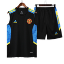 Conjunto Regata Manchester United 21/22 Adidas - Preto + Azul + Amarelo