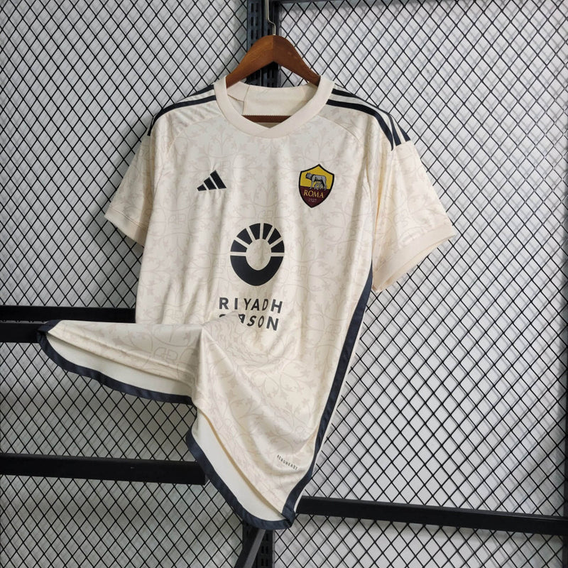 Camisa Roma Away Adidas Torcedor 23/24 Masculino - Off White Branco