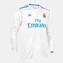 Camisa Retrô Real Madrid I Home Adidas 2017/18  Manga Longa Masculino Branco