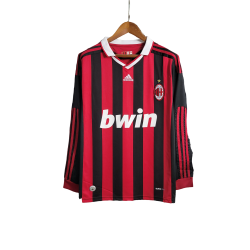 Camisa Retrô Milan I Adidas 2009/10  Manga Longa Vermelho e Preto