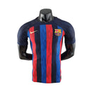 Camisa Barcelona Home 22/23 Jogador  Masculina - Azul Marinho, Azul Royal e Vermelho