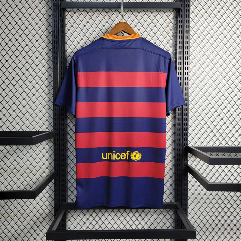 Camisa Retro Barcelona I Home Nike 2015/16 Masculino Azul e Grená