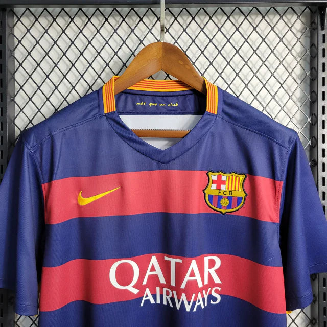 Camisa Retro Barcelona I Home Nike 2015/16 Masculino Azul e Grená