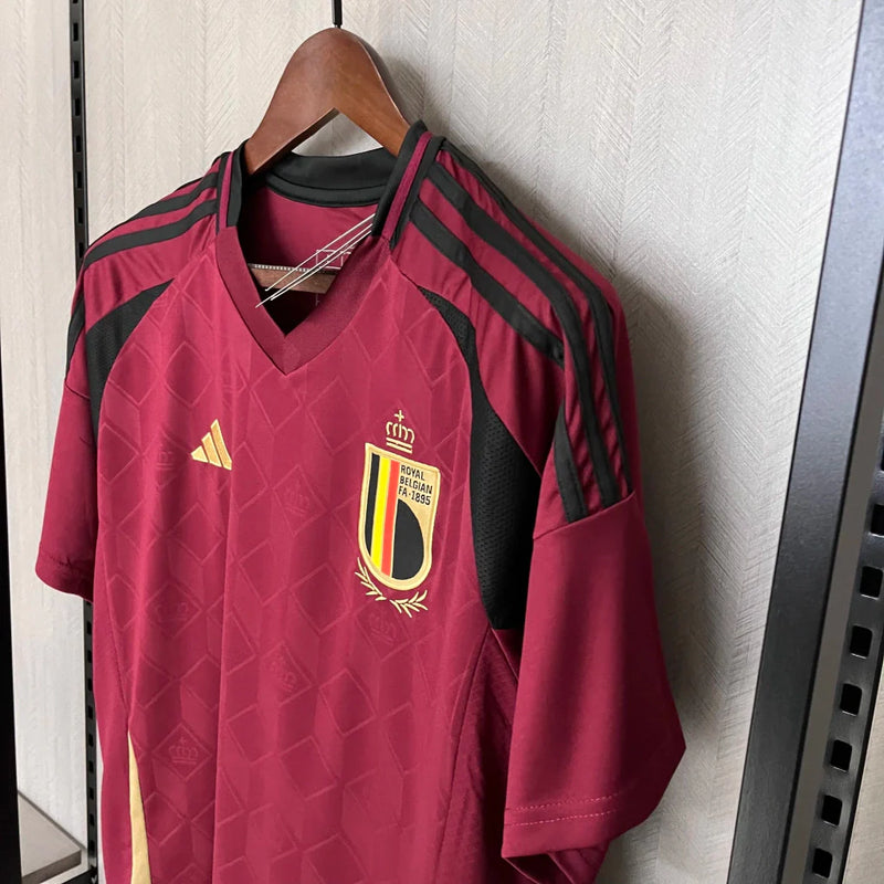 Camisa Bélgica I Home 2024/25 Torcedor Adidas Masculino Grená