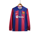 Camisa Barcelona Manga Longa Torcedor- 23/24 Nike Masculino Azul e Grená