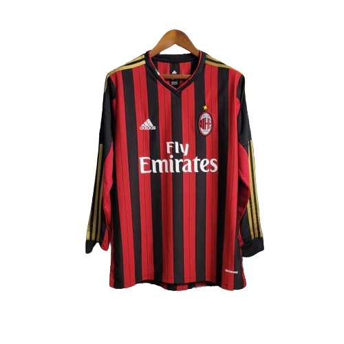 Camisa Retrô Milan I Adidas 2013/14 Manga Longa Vermelho e Preto