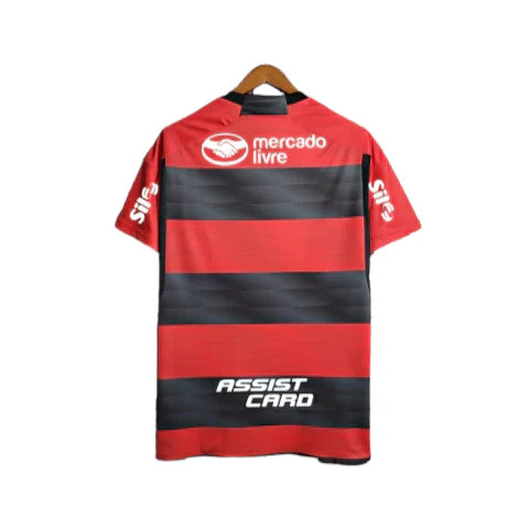 Camisa Flamengo I 23/24  Patrocínios Masculina - Vermelho e Preto