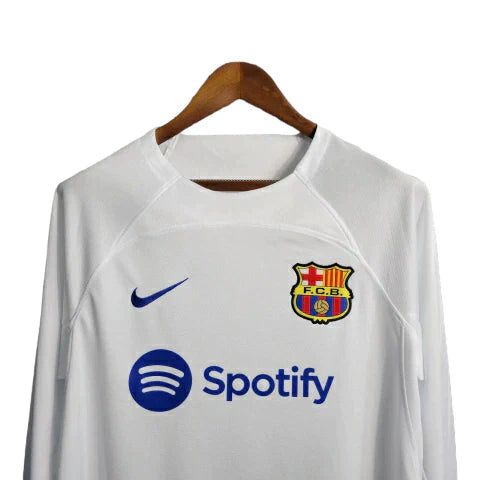 Camisa Barcelona Away 23/24 - Manga Longa- Torcedor Nike Masculina - Branco