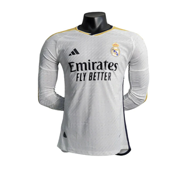 Camisa Real Madrid I 23/24 - Manga Longa - Torcedor Adidas Masculina - Branco