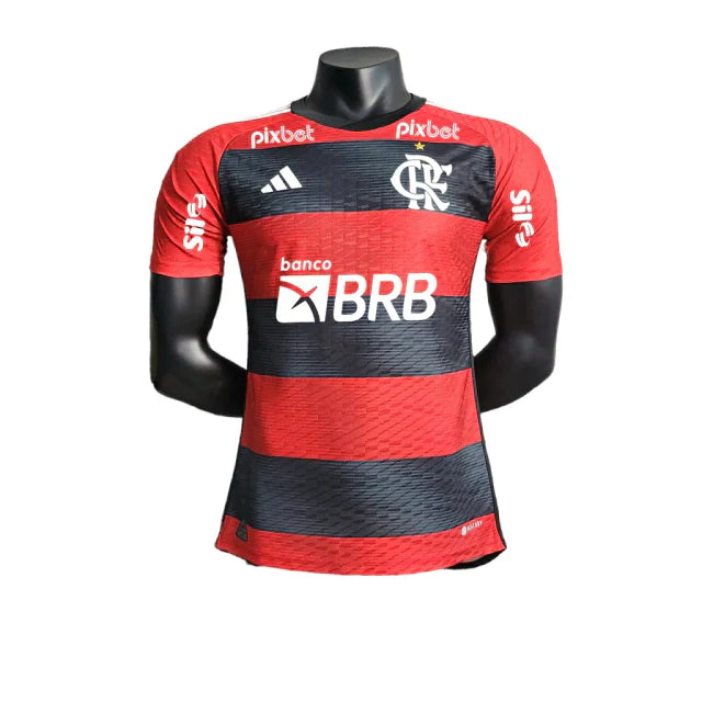 Camisa Flamengo I Patrocínios 23/24 Jogador - Vermelho e Preto